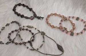 lot 4511 image: Lot of 7 Beaded Bracelets with Metal Accents and Charms