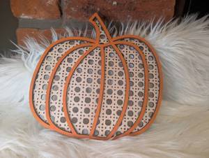 lot 5101 image: Handmade Pumpkin-Shaped Wall Decor with Orange Frame- new