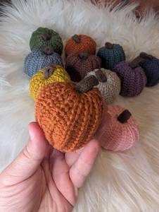 lot 5104 image: Handmade Crocheted Pumpkin Decorations Set of 12 Multicolor