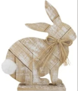 lot 5200 image: Decorative Rabbit Figurine with Stand and White Pom-Pom Tail- new