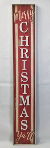 lot 5500 image: Merry Christmas Yall Vertical Wood Wall Sign Red White- new