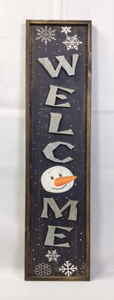 lot 5503 image: Welcome Snowman Wood Wall Sign with Frame- new