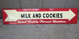 lot 5504 image: Milk and Cookies Served Nightly Metal Sign- new