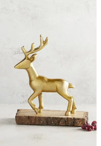 lot 5601 image: Gold Deer Figurine on Wood Base - new