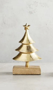 lot 5605 image: Gold Tone Christmas Tree Tabletop Decoration- new