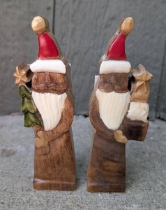 lot 5611 image: Carved Wooden Santa Claus Figures - 2 ct- new
