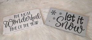 lot 5705 image: Holiday Wood Sign Set Let it Snow  Wonderful Time of Year - 2 ct