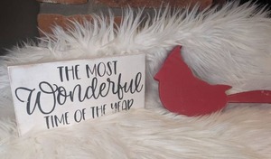 lot 5707 image: Red Cardinal Wood Cutout  Wonderful Wood Sign - 2 ct