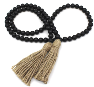 lot 2109 image: Black Wooden Decorative Bead Strand - 60 in