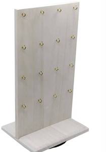 lot 2112 image: White Pegboard Display Stand with Metal Hooks and Rotating Base