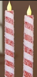 lot 5904 image: Glitter Candy Cane LED Taper 2 Count