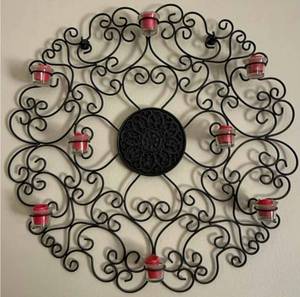 lot 2500 image: Large Iron Scrollwork Wall Candle Holder&nbsp