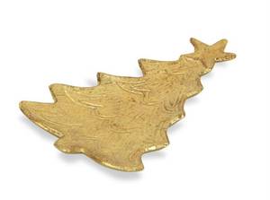 lot 5604 image: Gold Christmas Tree TrayDecorative Accent- new