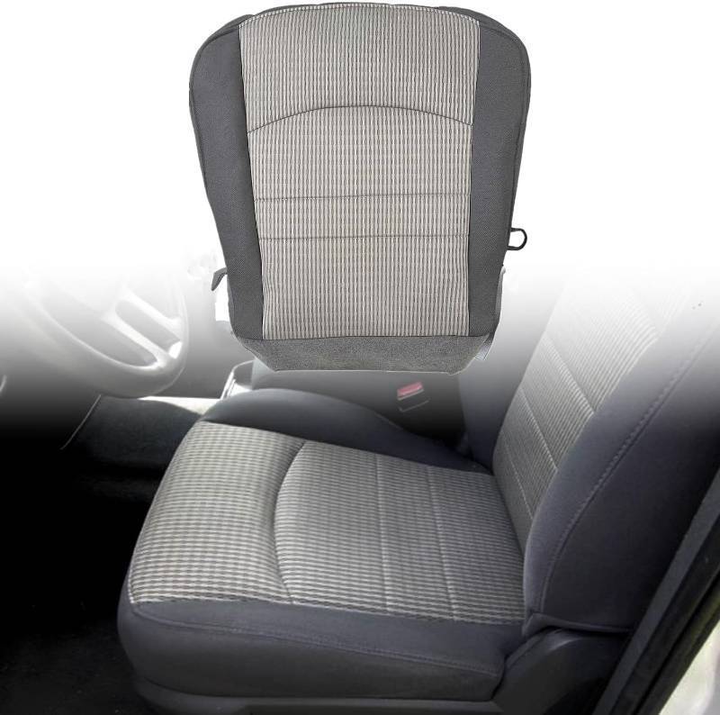 lot 48410 image: Front Driver Side Bottom Replacement Cloth Seat Cover Gray Compatible with Dodge Ram 1500 2500 3500 4500 5500 2009-2012 Dark Slate Medium Graystone Foam Padded Fits Heated & Non-Heated Seat