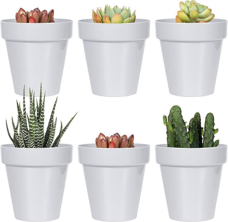 lot 48423 image: Youngever 10 Pack 3 Inch Mini Plastic Planters Indoor Flower Plant Pots, Grey Gardening Pot with Drainage for All House Plants, Flowers, Herbs, Succulents, NO Plant Included (Classic) - COLOR IS GRAY