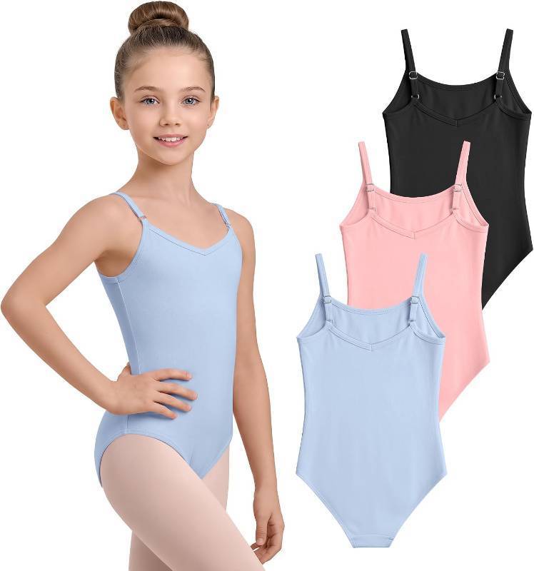 lot 48500 image: 3 Pack Girls Camisole Leotards Cotton