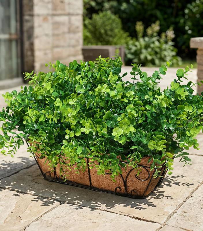 lot 48505 image: Artificial Faux Outdoor Plants for Spring Summer Decoration, 12 Bundles Fake Plastic Eucalyptus UV Resistant Look Real Fake Plants for Planter Outside Front Door Porch Patio Balcony Garden Indoor Yard