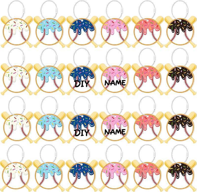 lot 48563 image: Novabright 24 Pcs Baseball Drip Ice Cream Drip Baseball Luggage Tags for Suitcases 2.75 Inch Travel Labels with Metal Ring Keychain DIY Name Ice Cream Theme Party End of Season Team Gifts Bulk