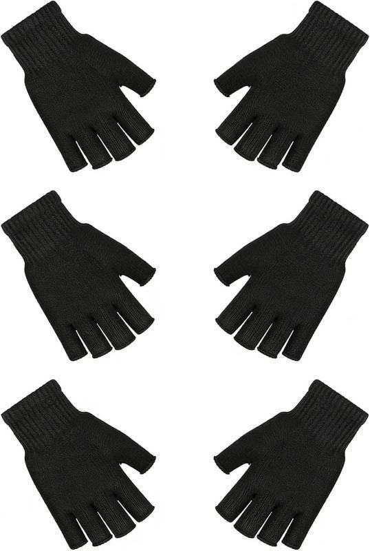 lot 48569 image: 3 Pairs Fingerless Gloves Women Men Teens
