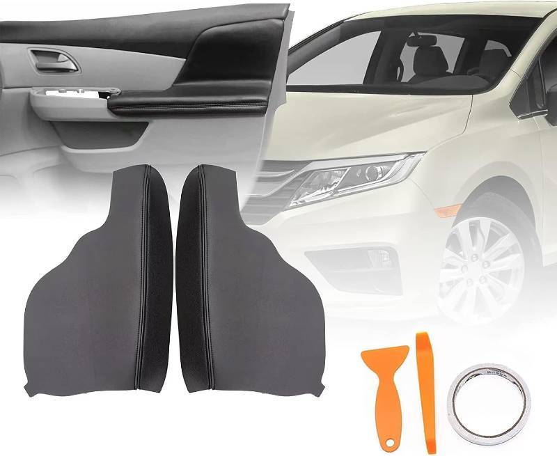 lot 48579 image: GXARTS 2 Pairs Black Door Panel Armrest Cover Compatible with Honda Odyssey 2011 2012 2013 2014 2015 2016 2017 Vinyl Microfiber 1Pair Leather Door Armrest Replacement (with Installation Tool)