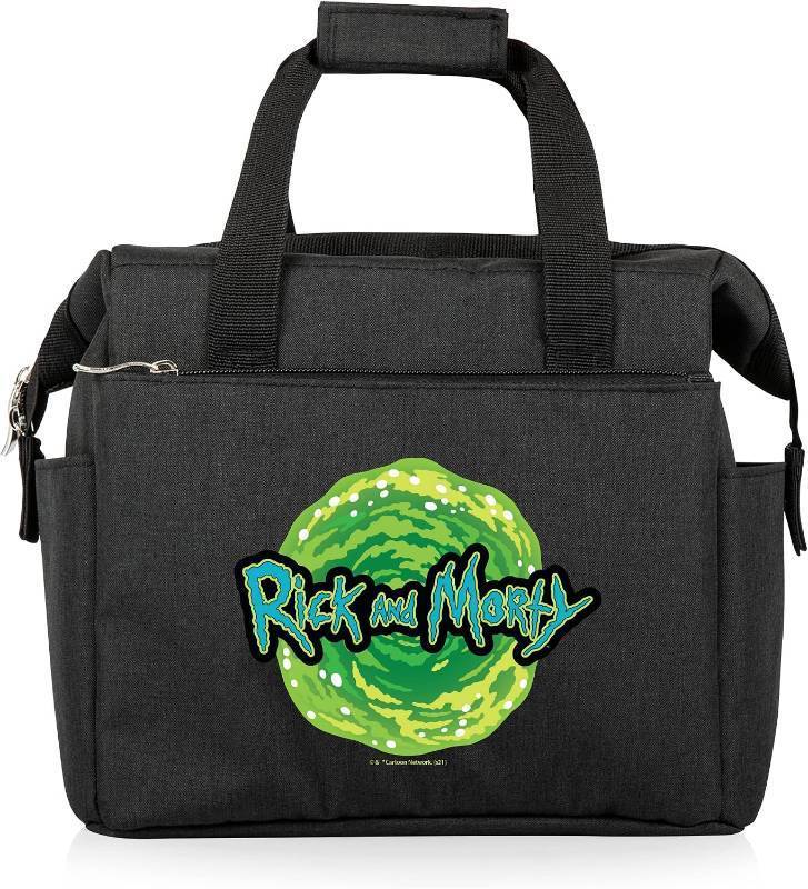 lot 48266 image: PICNIC TIME Rick and Morty On The Go Insulated Lunch Bag, Soft Cooler Lunch Box, Leak-Resistant Reusable Lunch Tote, Work Lunchbox, Thermal Cooler Bag with Dual Compartments, (Black)