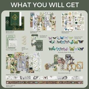 lot 34055 image: Funto Scrapbooking Kit(140 PCS), Vintage Collection-Whispers of The Forest, Perfect for Bullet Scrapbooking Materials, Planner DIY Arts Craft Collage
