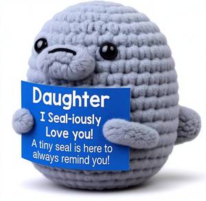 lot 34016 image: Birthday Gifts for Daughter from Mom Dad, Handmade Crochet Seal with Card, Emotional Support Encouragement Keepsake for Teen or Adult Daughter