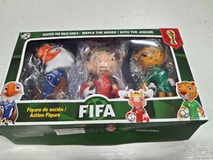 lot 34018 image: 2026 World Cup Mascot and Star Player Style Figures Set of 3, 4 Inch PVC Cartoon Football Character Toys, Sports Collectible Figurines for Kids Fans Party Favors