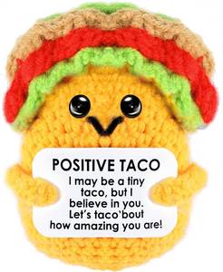 lot 34945 image: Tmtains Positive Crochet Taco Gift Funny Emotional Support Handmade Plush Gifts for Father Dad Friend Mini Mental Health Encouragement Inspirational Birthday Room Office Decor