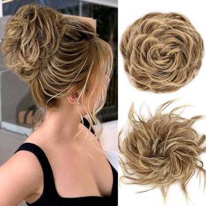 lot 34965 image: AISI BEAUTY 2PCS Messy Bun Hair Pieces Tousled Updo Hair Buns Extensions Wavy Curly Scrunchies Synthetic Chignon Hairpieces for Women (10T18)