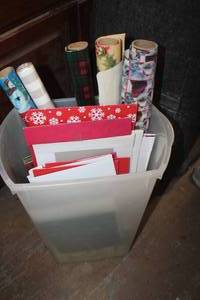 lot 4357 image: Wrapping Paper Storage Box wContents