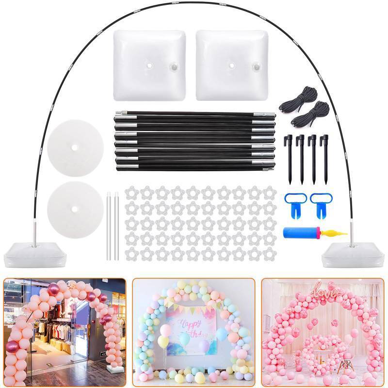lot 28776 image: Balloon Arch Kit, 9FT Height & 10FT Width Adjustable Balloon Arch Stand Frame Garland Stand Wedding Baby Shower Birthday Photo Backdrop - Retail $20