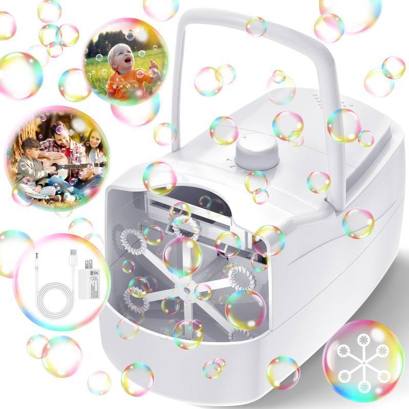 lot 29024 image: Bubble Machine for Kids, Bubble Blower for Parties and Weddings (White) - Retail $30