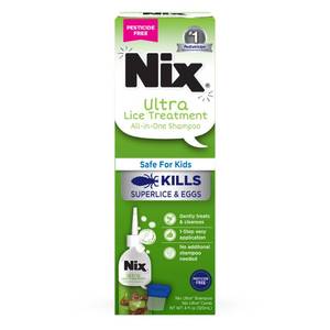 lot 29210 image: Nix Ultra Lice Treatment, All-in-One Shampoo & Lice Comb, 4 Fl Oz - Retail $20