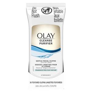 lot 29217 image: Olay Cleanse Gentle Facial Cloths, Fragrance Free, 30 count - Packaging may vary - Retail $6