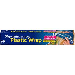 lot 29232 image: Reynolds Kitchens Clear Plastic Wrap, Built-In Slide Cutter, 225sq ft - Retail $6