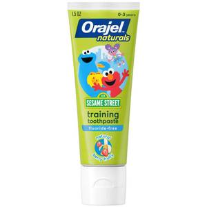 lot 29238 image: Orajel Naturals Sesame Street Kids Fluoride-Free Toothpaste, Berry, 1.5 Oz - Retail $5