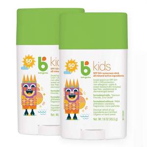lot 29240 image: Babyganics SPF 50 Travel Size Kids Sunscreen Stick UVA UVB Protection  Water & Sweat Resistant 1.6oz (Pack of 2) - Retail $53