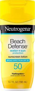 lot 29247 image: Neutrogena Beach Defense Sunscreen Lotion SPF 50, 6.7 fl oz - Retail $10