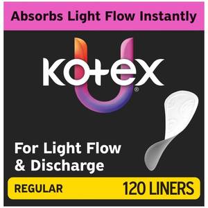 lot 29266 image: Kotex Regular Liners - 120ct - Retail $7