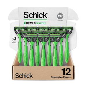 lot 29288 image: Schick Xtreme 3 Sensitive 3-Blade Disposable Razors for Men, 12 ct - Retail $20