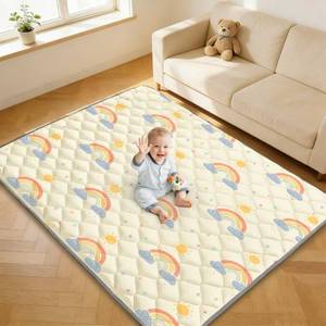 lot 670 image: Deeteck Baby Play Mat 65x50in, Soft Padding Foam Playmat for Floor, Rainbow - Retail $31