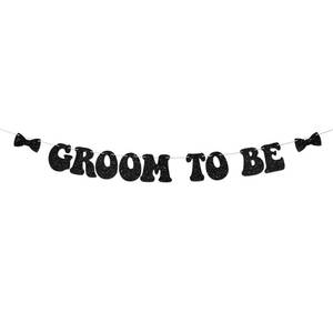 lot 680 image: Groom to Be Banner, Black Glitter Wedding Engagement Shower Party Decor - Retail $9