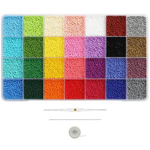 lot 688 image: Bala&Fillic Size Almost Uniform 2mm Round 120 Seed Beads About 20000pcs in Box 28 Crayon Colors Seed Beads for Making Jewelry - Retail $12
