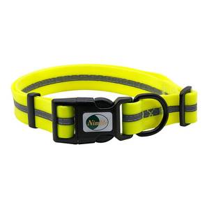lot 692 image: Nimble Reflective Waterproof Dog Collar Adjustable Odor Resistant Easy Clean Pet Collar for Small Medium Large Dogs Night Walking Outdoor Rainy Use (Large (15.35-24.8inches), Fluorescent Yellow) - Retail $13