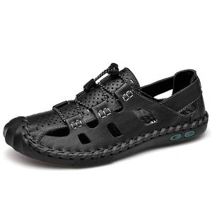 lot 696 image: ZHNSHM Mens Casual Closed Toe Leather Sandals Outdoor Fisherman Adjustable Sport Summer Shoes - Retail $34