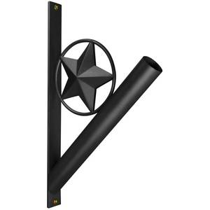 lot 728 image: Anley Iron Star Flag Pole Holder - Wrought Iron Flag Pole Bracket - Heavy Duty & Weather Resistant, Texas Star Wall Mounting Bracket with Black Matte Coating for House Yard Garden Flagpole - Retail $24
