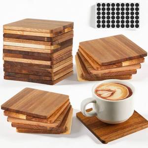 lot 731 image: Ferrochef 24 Pcs Unfinished Acacia Wood Coasters, Square 4 Inch for Craft - Retail $19