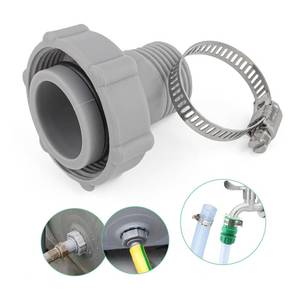 lot 742 image: Swimming Pool Drain Fitting Connects Replacement for Coleman Pool Drain Plug Connector Hose Adapter Connect to Garden Pipe with Hose Clamps - Retail $8