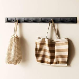 lot 753 image: GWAAZXGZ Black Wall Mounted Coat Rack, 8 Right-Angle Hooks, 25 inch - Retail $18